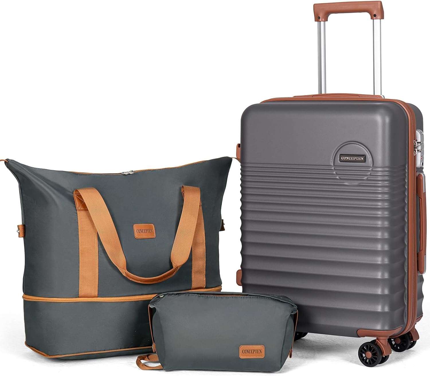 Carry On Luggage 22x14x9 Airline Approved, 20-inch Hard Shell Suitcases with Wheels, ABS Lightweight Carry on Suitcase with TSA Lock ABS-20in-A Grey