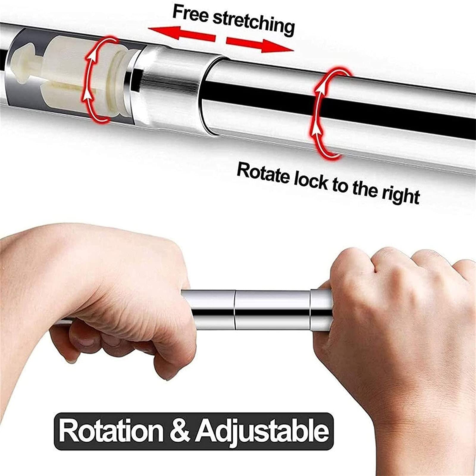 Barra de cortina de ducha extensible curvada en forma de L, acero inoxidable sin taladro, diseño antiflacidez, ideal para esquinas de baño, se adapta a espacios de 80-100 cm