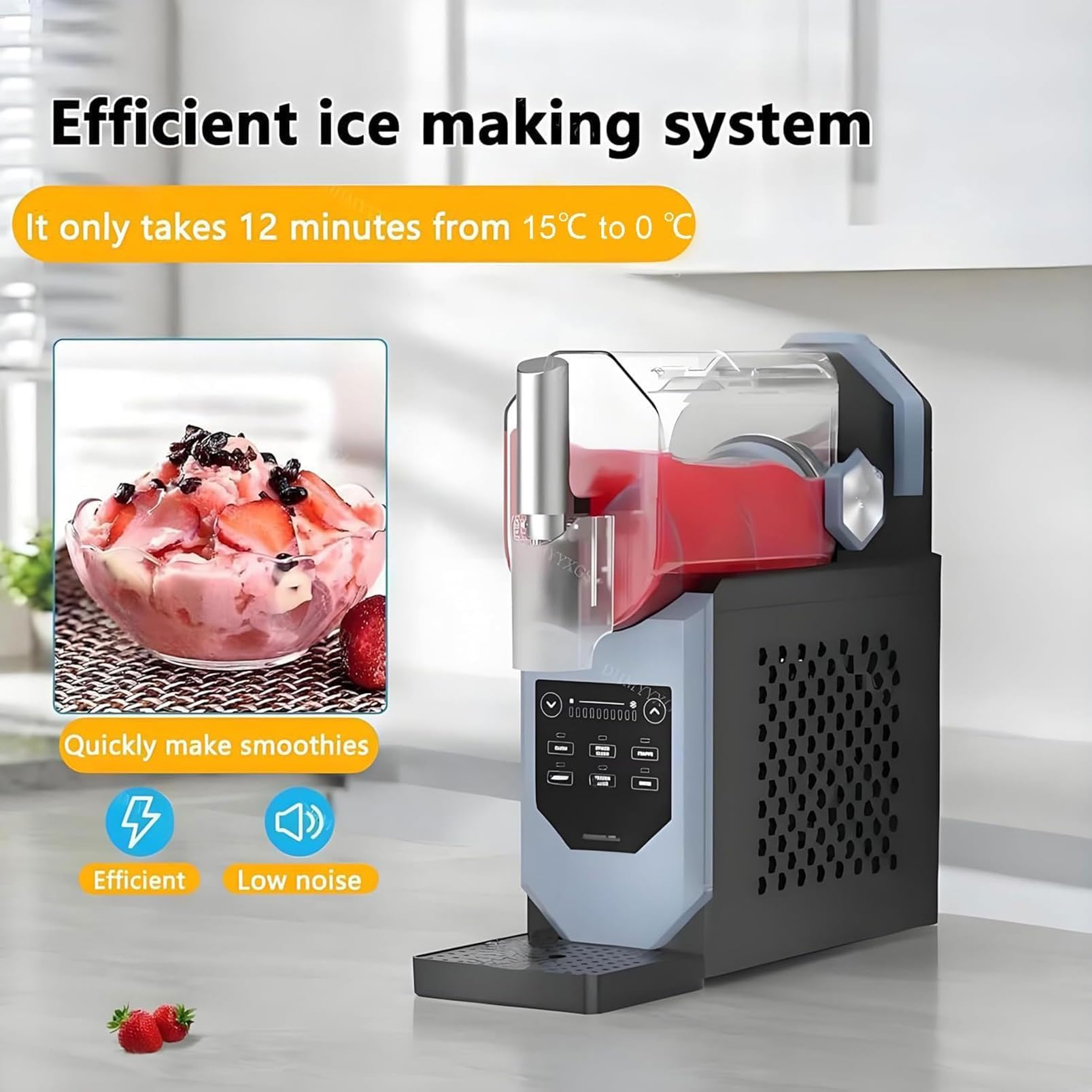 Máquina de Helado Suave de 2 Litros, Máquina de Granizados con 5 Modos Preestablecidos, Autolimpieza, Controles Táctiles Inteligentes Para Hacer Bebidas Congeladas Para Fiestas, Cafeterías y Reuniones