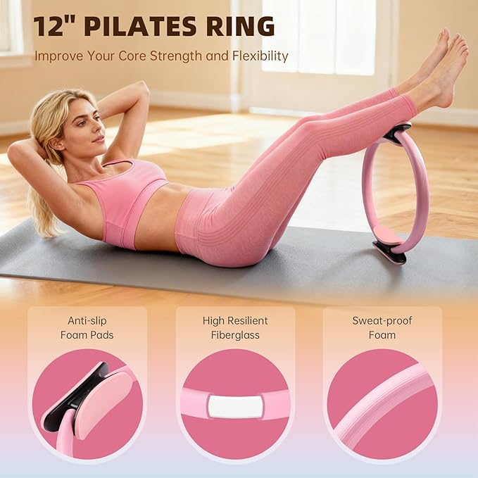 Kit de Pilates de 16 Piezas con Aro, Pelota y Bandas de Resistencia miniatura 2