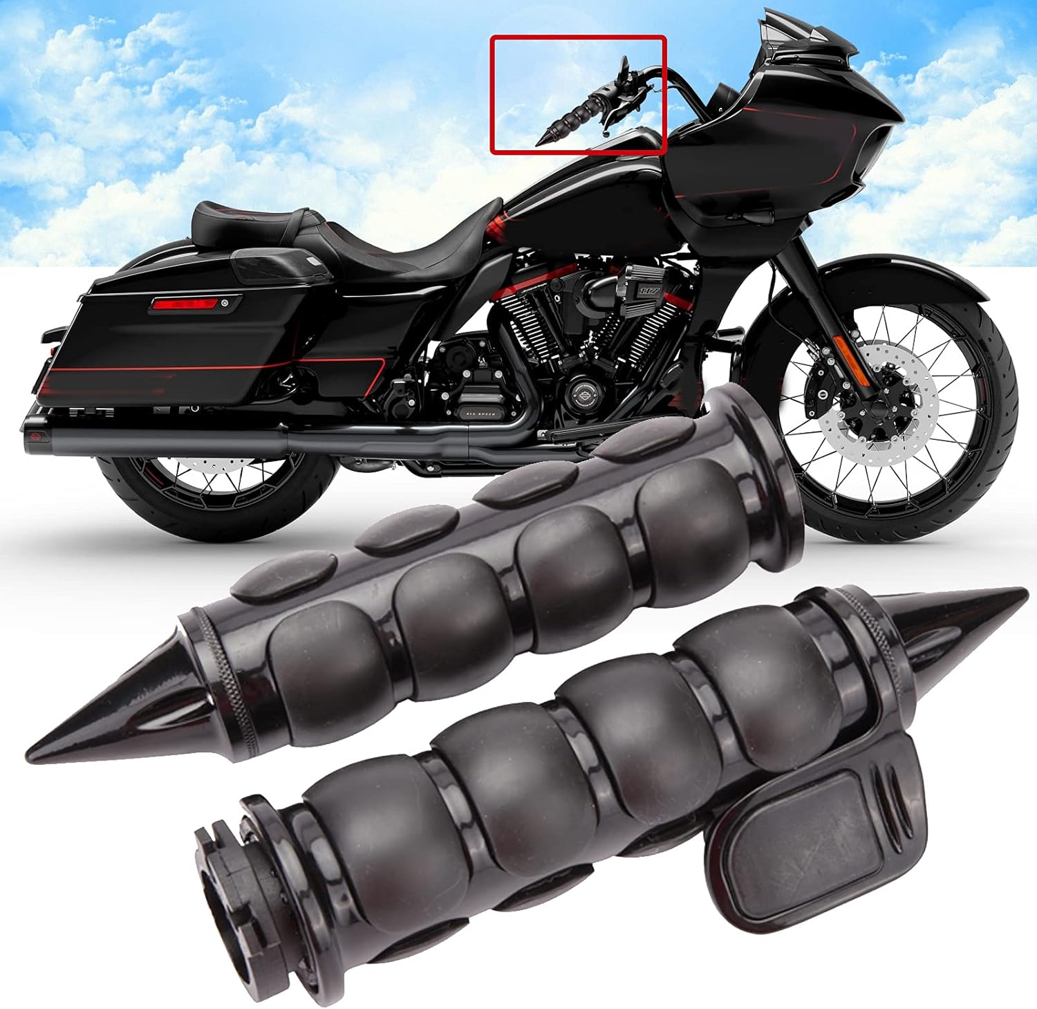 Black 1" Motorcycle Handlebar Hand Grips w/Throttle Compatible with Sportster 883 Street Bike Dirt Bike Cruiser and Chopper