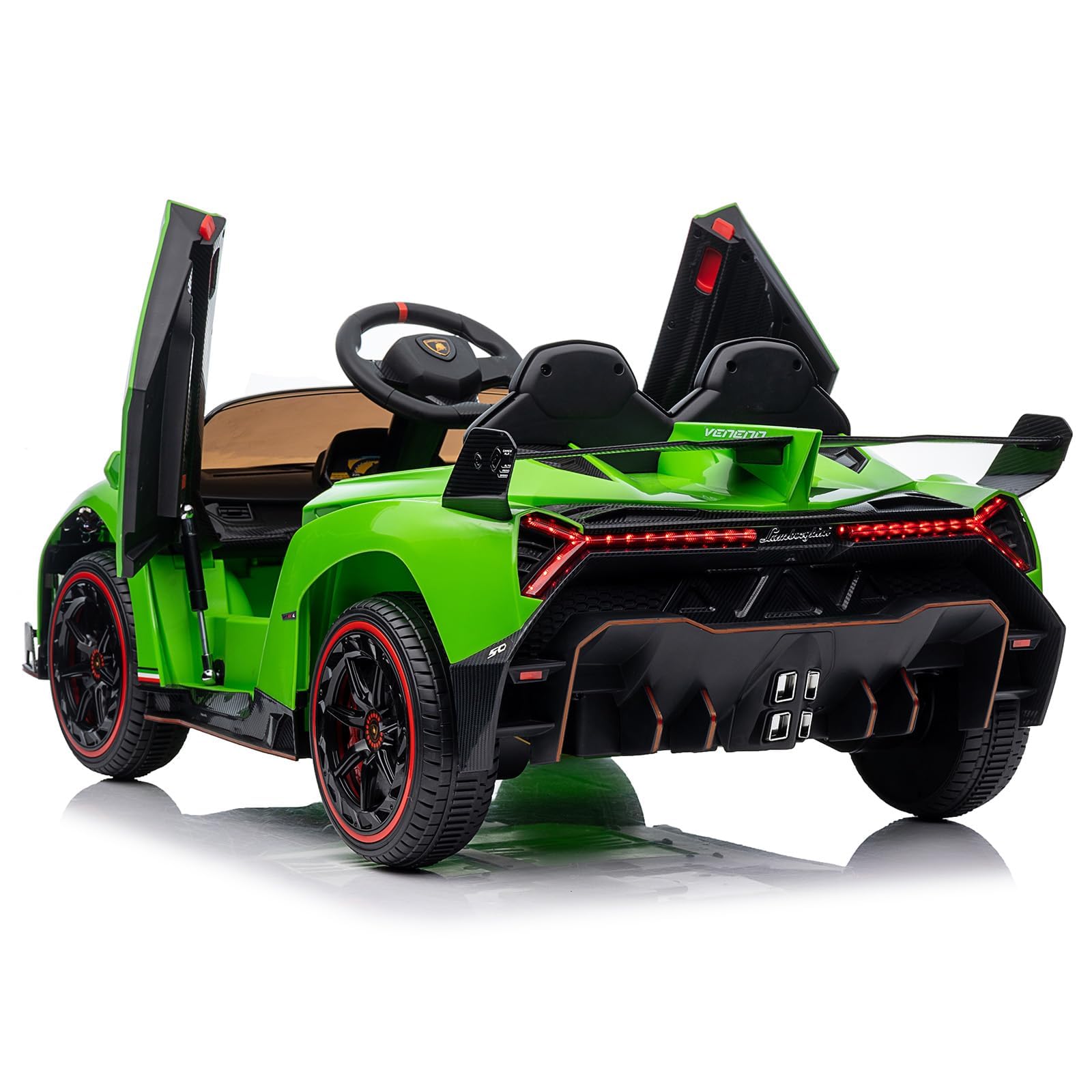 Voiture électrique Enfant Lamborghini 12V Licence Officielle, 2 Moteurs Puissants, Portes Papillon, Télécommande Parentale, Suspension, LED, Musique Bluetooth/USB, Marche Avant/Arrière