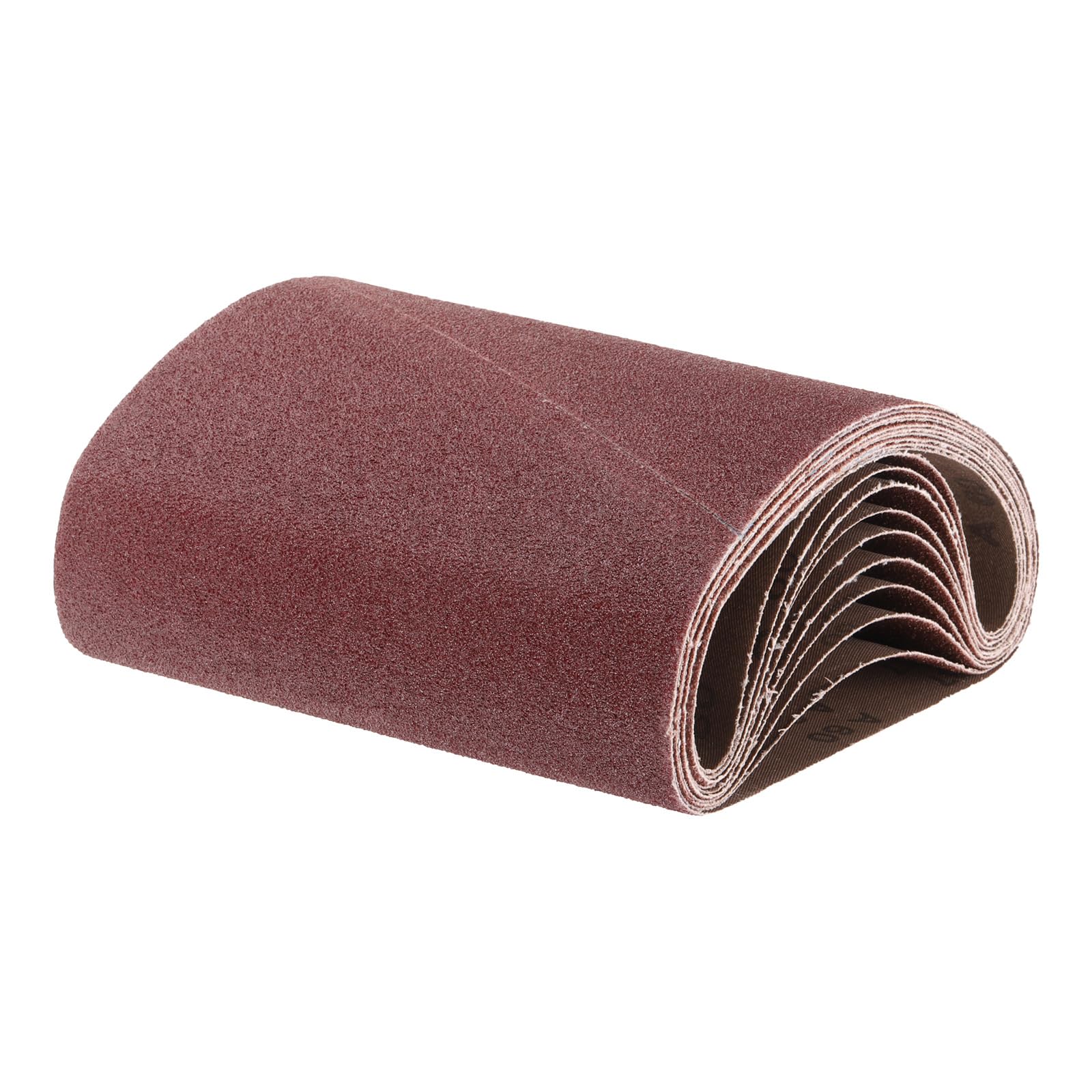 QUARKZMAN 10pcs 8" x 19" Bandas De Lijado 60 Granos Banda Abrasiva De Óxido De Aluminio Papel De Lijado Para Pulido Y Desbaste De Metal Y Madera, Color Marrón Rojizo