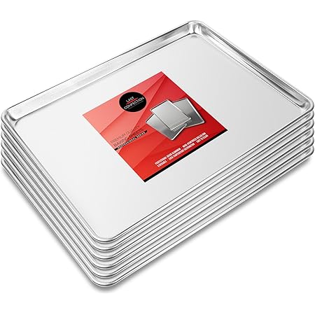 Last Confection 6 Cookie Baking Sheets 15" x 21" - Rimmed Aluminum Jelly Roll Trays - Three-Quarter Sheet Pans