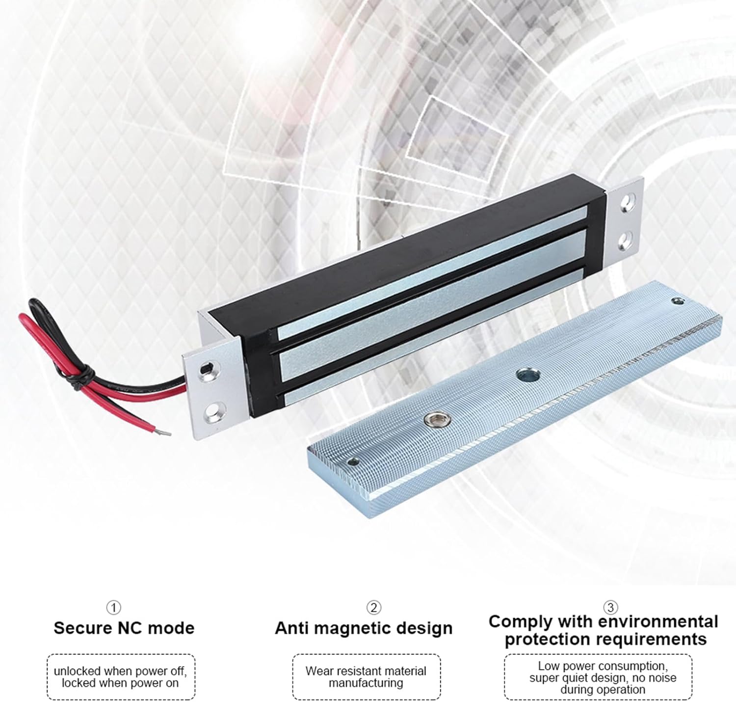 600Lbs Holding Force Electromagnetic Lock Magnetic Door Lock Electric Secure NC Mode Unlocked When Power Off with High Strength Alloy Housing for Wooden