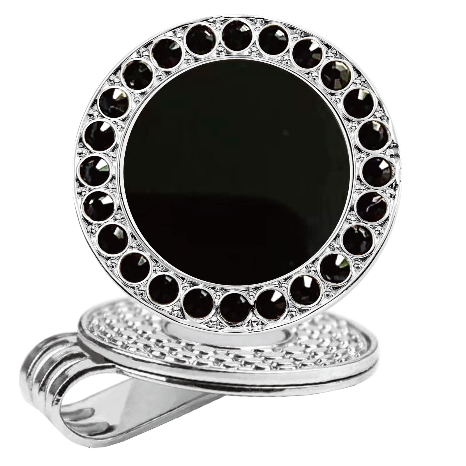 E TRUEE Golf Ball Marker Hat Clip with Natural Black Onyx and Premium Crystal Golf Marker, Best Golf Gifts and Golf Accessories for Women