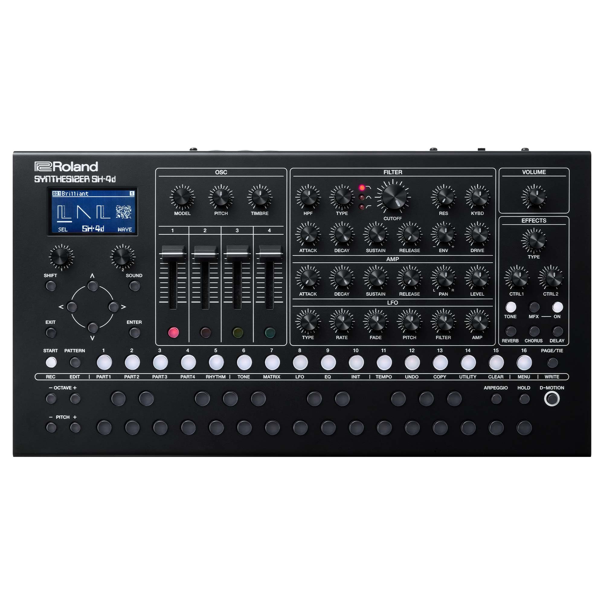 Module synthétiseur compact SH-4d Roland | 11 modélisations OSC | Des outils de conception sonore professionnels | De nombreux boutons physiques | Un séquenceur par pattern multitimbral