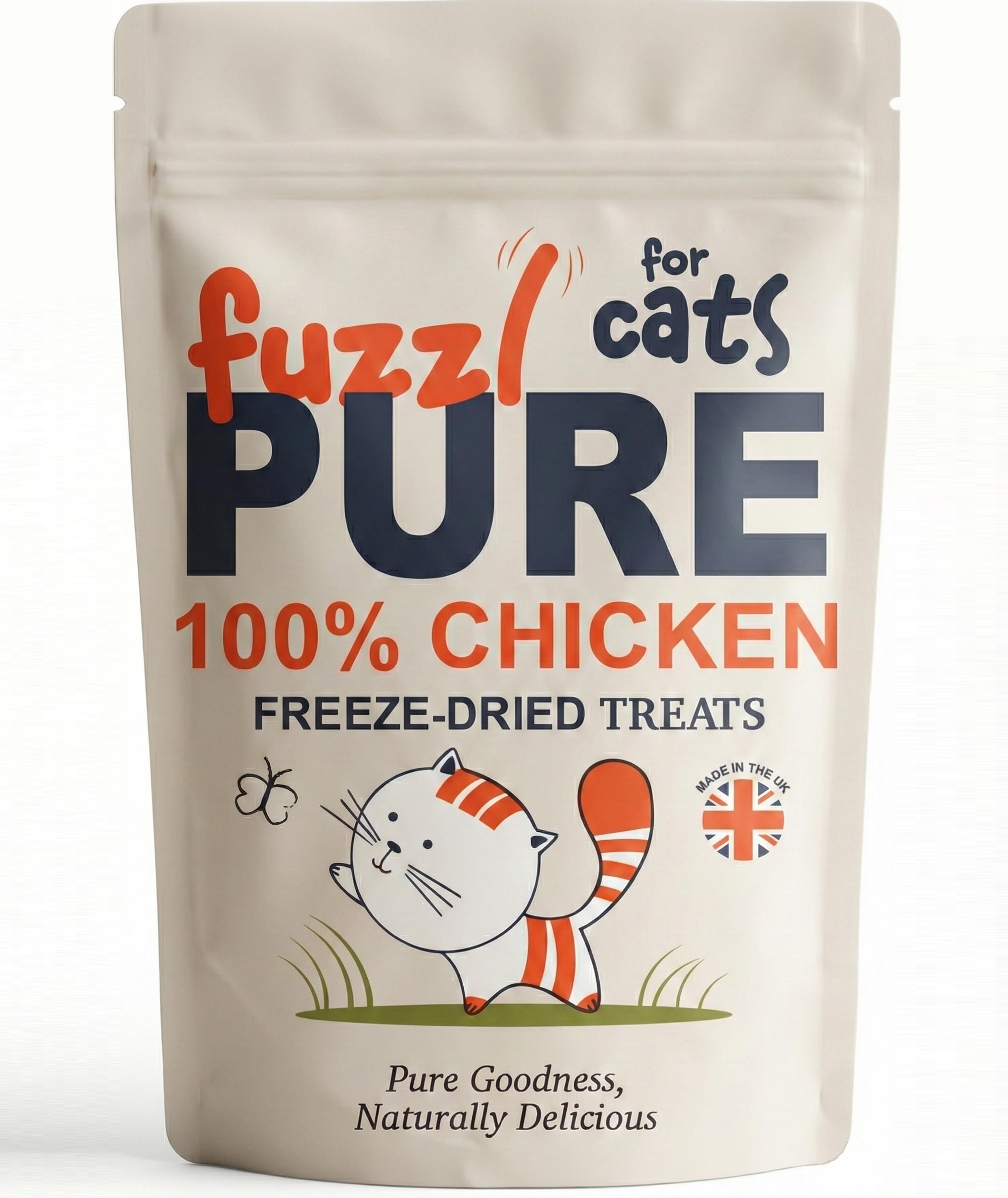 Fuzzl Pure Freeze Dried Chicken Breast for Cats –50g | Made in UK | Free Range Single Protein | Natural Food Topper & Training Treat | Healthy, High Protein Pet Treats for All Ages