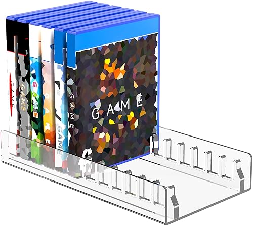 Soporte organizador de almacenamiento de videojuegos acrílico para PS5, PS4, PS3 - Soporte de exhibición para hasta 12 juegos (transparente)