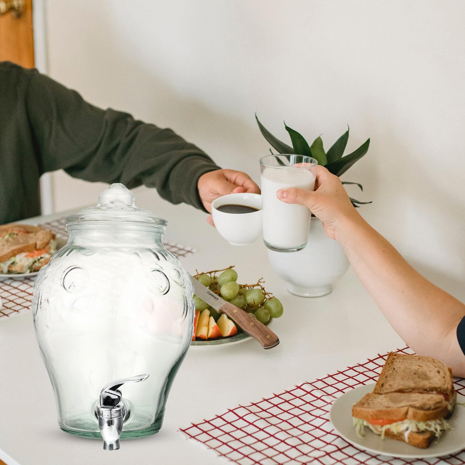 Amosfun Frasco de Vidrio Hermético con Grifo para Jugo y Vino