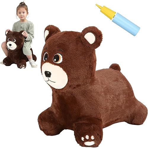 Miniatura 13 de INPANY Tolva de caballo de oruga hinchable para niños pequeños – Tolva inflable para niños, juguetes de animales, regalo de cumpleaños para niños