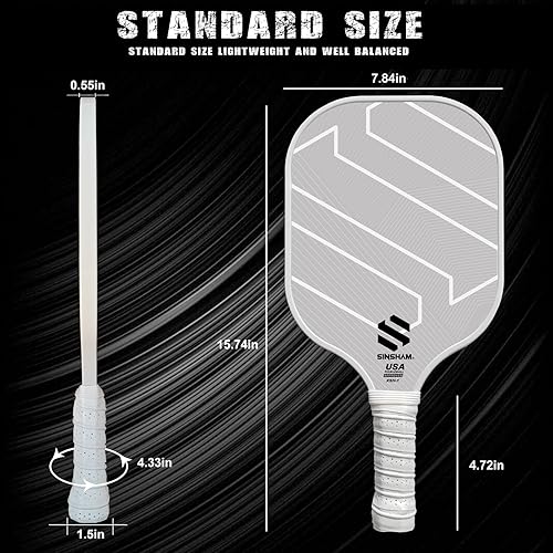 Miniatura 5 de Pickleball Paddles Set of 4, SINSHAM Graphite Pickleball Rackets Fiber Face & Polymer Honeycomb Core includes 4 Pickleball Paddles+4 Outdoor Indoor