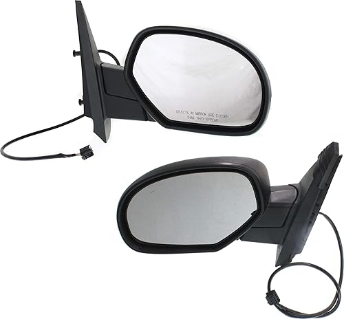 Kool Vue - Espejo compatible con Chevrolet Silver 07-13SUBURBAN 07-14 RH y LH con calefacción manual, plegable, color negro