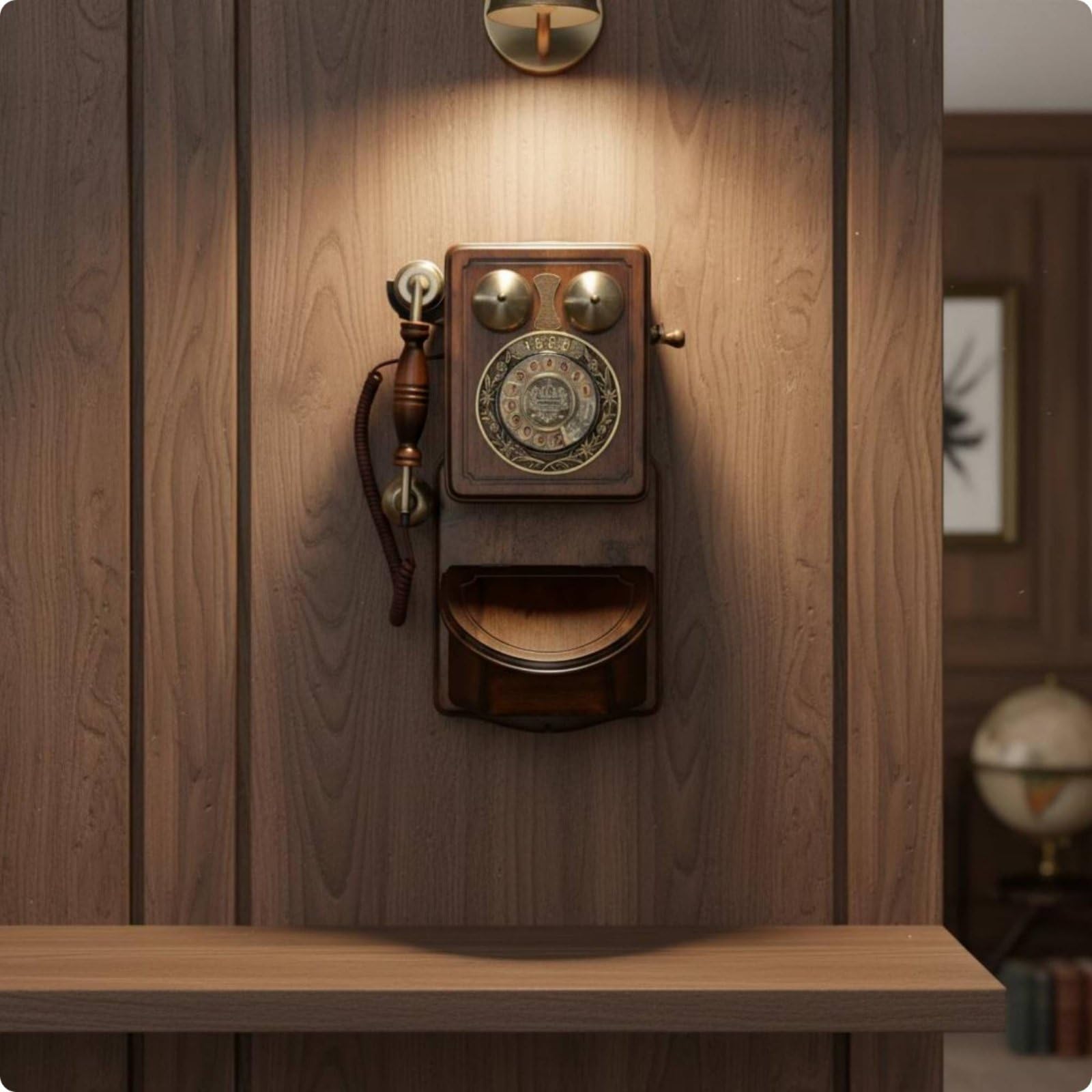 Vintage Teléfono de Pared Teléfono Retro, Teléfono De Pared Retro con Dial Giratorio Grande