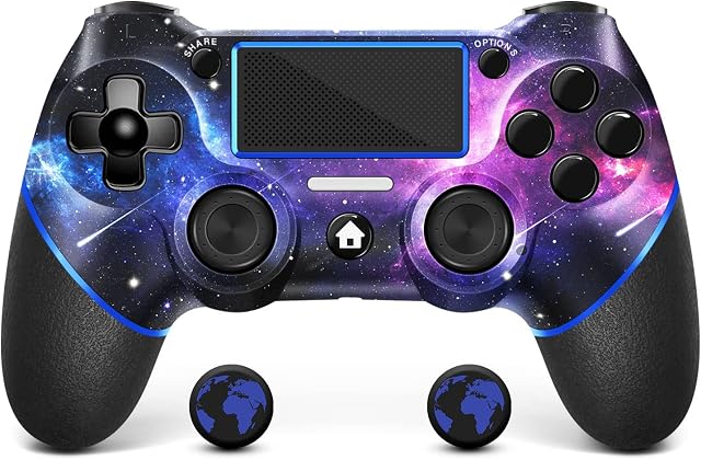 SAMINRA [Upgraded Version] Wireless Controller for PS4 Game Compatible with Playstation 4/Pro/PC with Motion Motors and Audio Function,Mini LED Indicator,USB Cable and Anti-Slip-Starry Sky