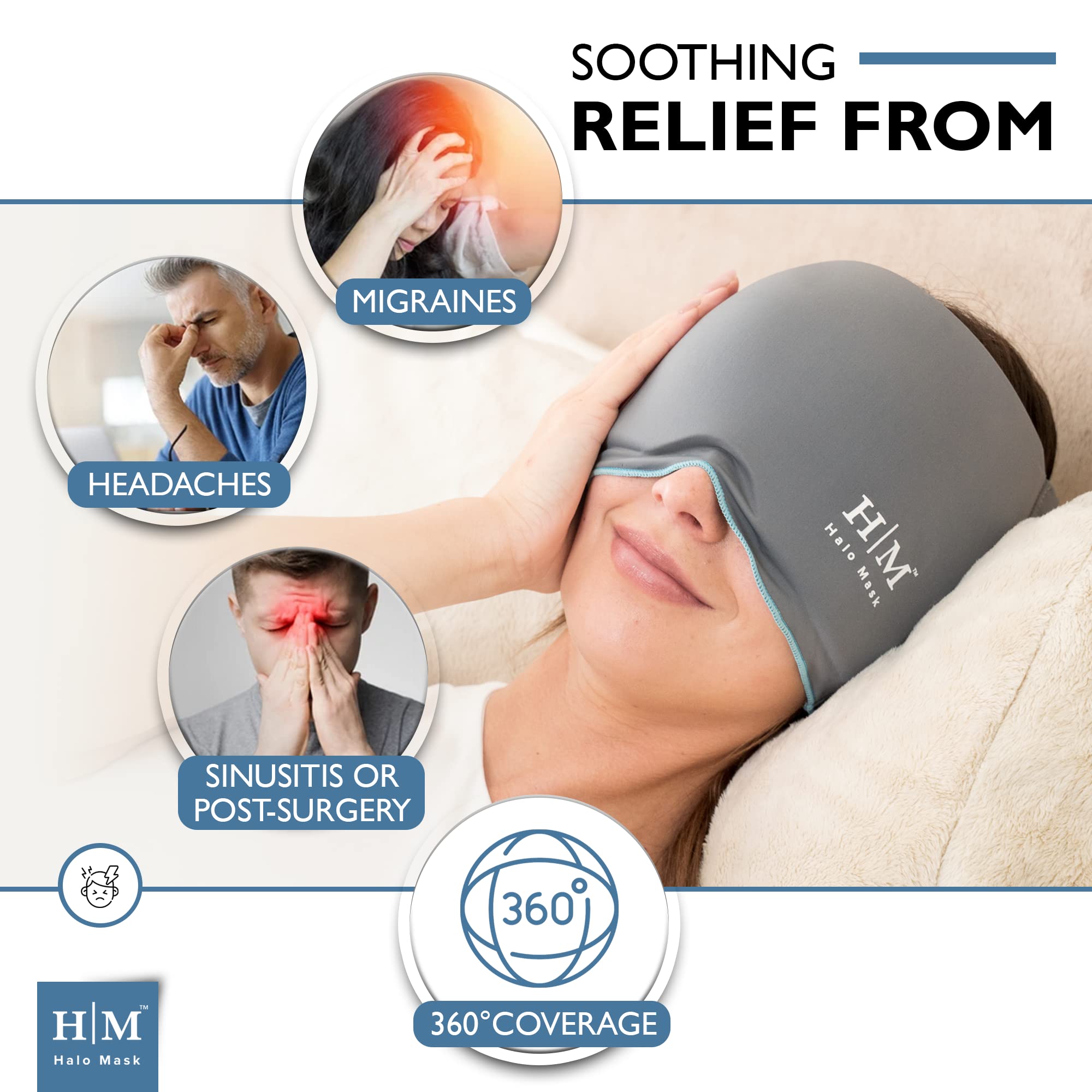 Halo Mask Migraine Hat Flexible Migraine Ice Head Wrap Hat for