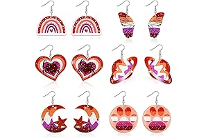 6 Pairs Lesbian Earrings Pride Gifts Acrylic Dangle Earrings Drop Earring Love...