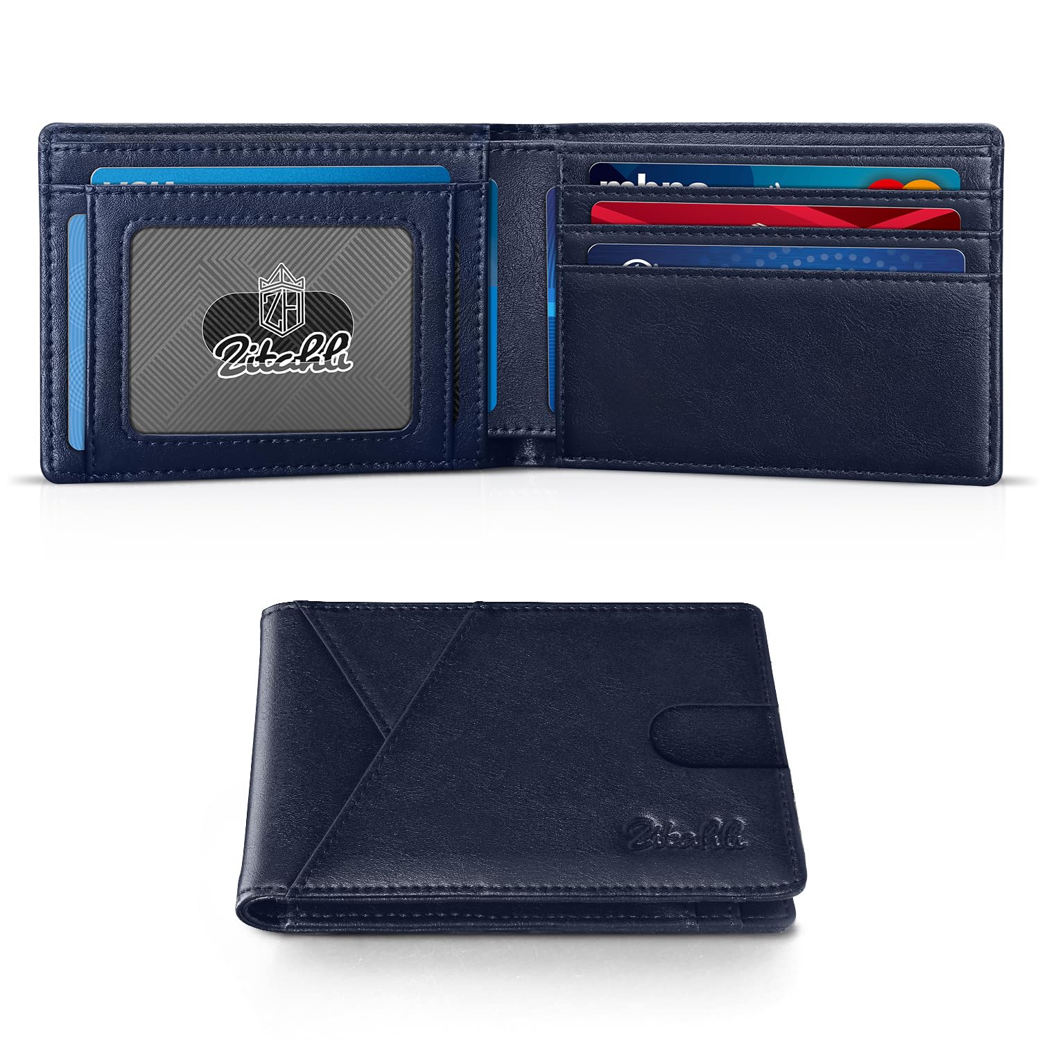 Zitahli Bifold Wallets for Men, Slim RFID Leather Card Holder Cash Pocket | Minimalist Front Pocket Design, Holds 11 Cards, RFID Protection, Gifts for Men on Birthdays, Father’s Day, and Christmas
