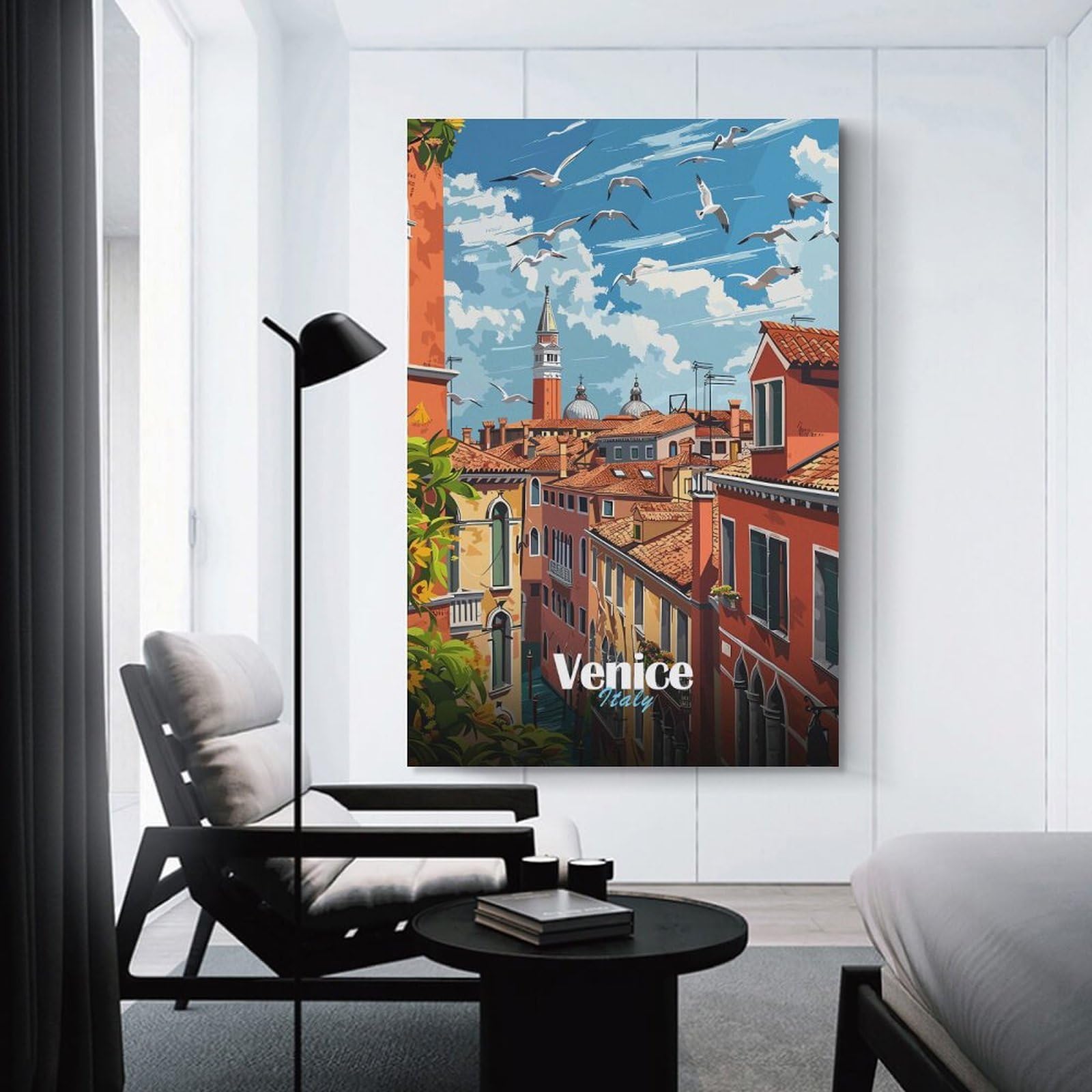 Junmoney Venice Cityscape Canvas Art Print 20x30inch(50x75cm), for Feature Walls in Flats Or Modern Rooms, Decorative Artwork with Flexible Styling