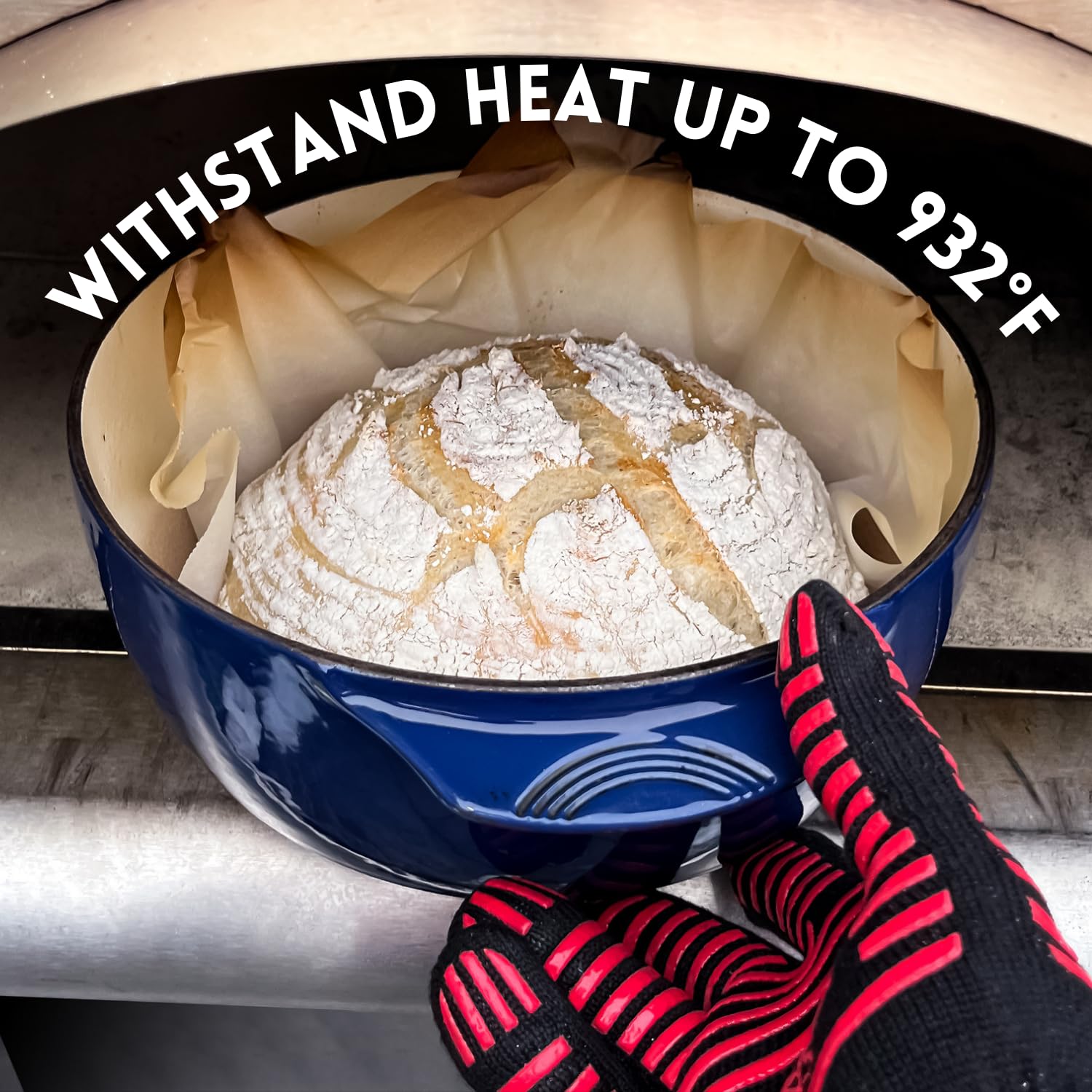 PINNACOLO High Temp Oven Gloves - Heat Resistant up to 932°F, Non-Slip Silicone Grip, Flexible and Durable for Cooking, Grilling, and BBQ