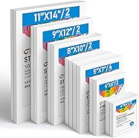 GOTIDEAL 14-Pack Pre-Stretched Canvas for Acrylic Oil Painting - Multi-Size 4x4, 5x7, 8x10, 11x14 Blank Artist Canvases, Professional Quality Art Supplies