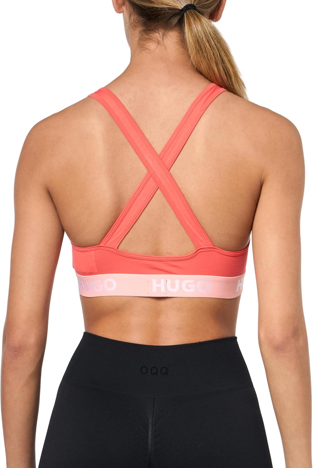 Hugo Womens Bold Logo Cotton Stretch Padded Bralette - Image 2
