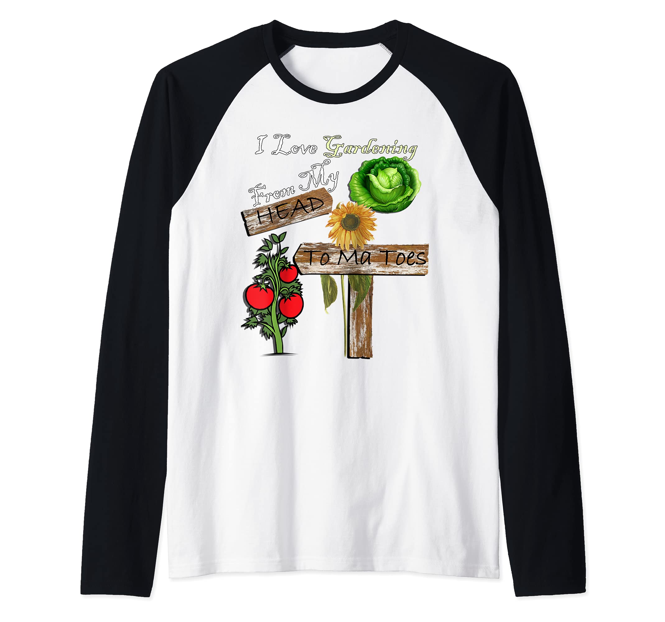 Garden Summer Plant Design I Love Gardening Funny Gardener Raglan Baseball Tee, Black
