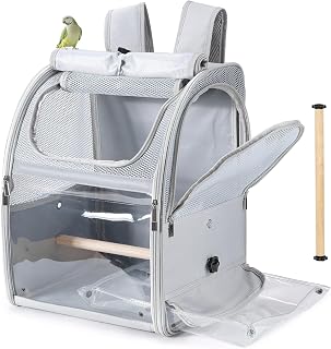 Bird Backpack Transport Box for Budgies and Parrots, Water-Repellent Bird Carrier w…