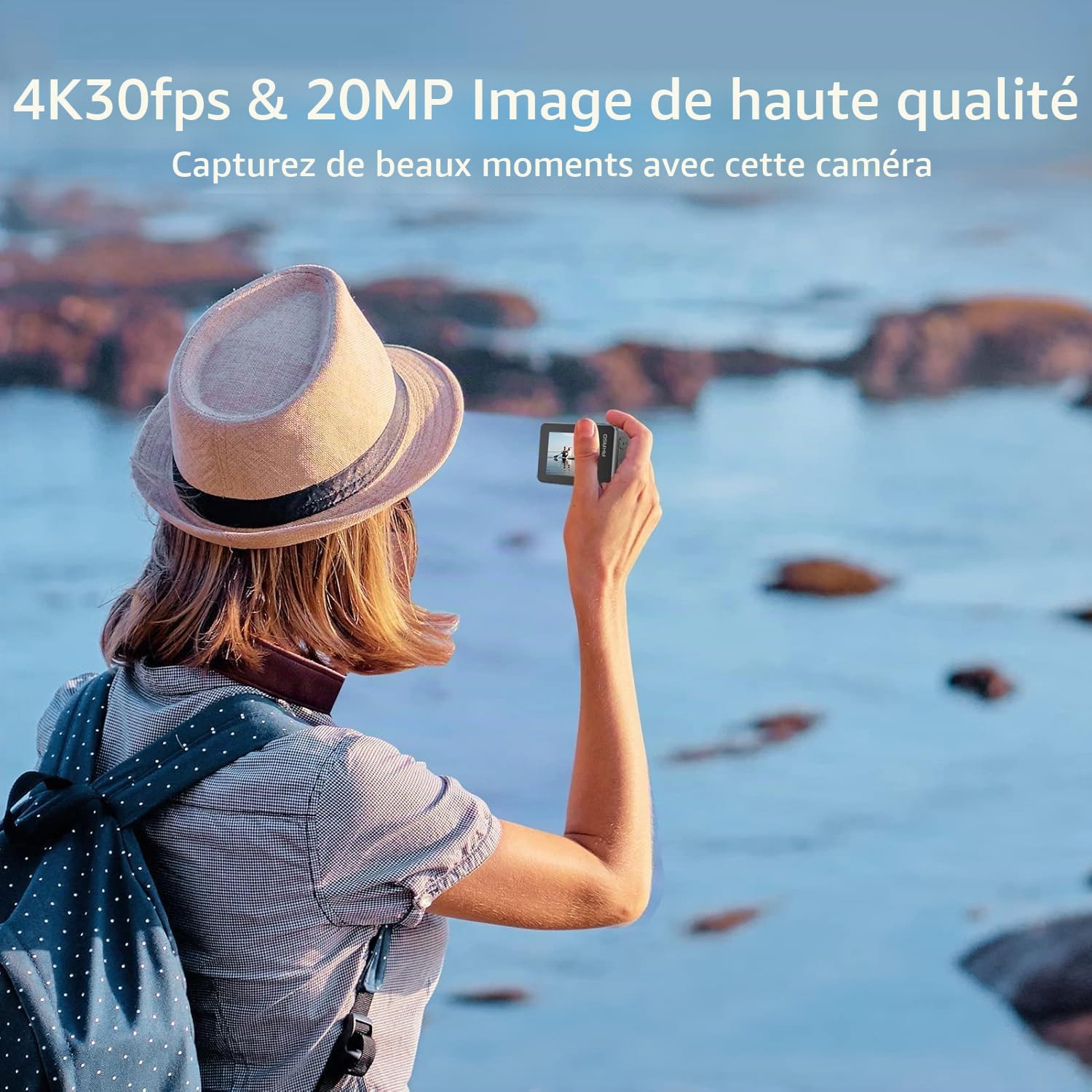 AKASO Brave 7 Caméra Sport 4K avec Carte Mémoire de 256Go, IPX 8 Etanche Deux Écrans Tactile 20MP Camera sous-Marine 40M, EIS 2.0 Grand Angle Zoom avec Télécommande et 2 Batteries 1350mAh