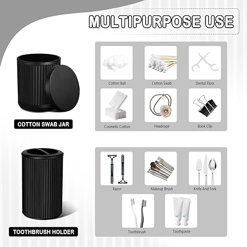 Miniatura 4 de KASUNTING Juego de accesorios de baño negro mate, juego de 4 piezas de accesorios de baño de vidrio, dispensador de jabón, soporte para cepillo de