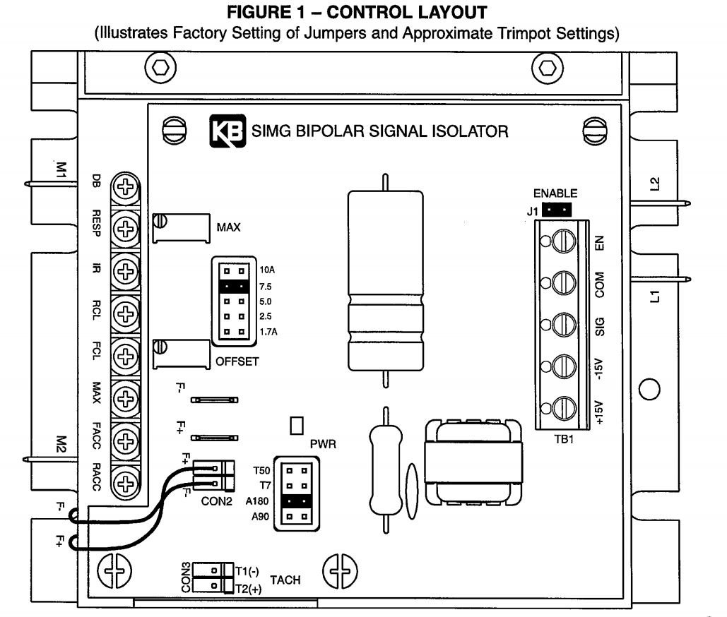 KB ELECTRONICS 8832 Bipolar Signal, Enable Jumper, Field Adjustable, Isolator Circuit Board, KBMG SIMG, SIMG