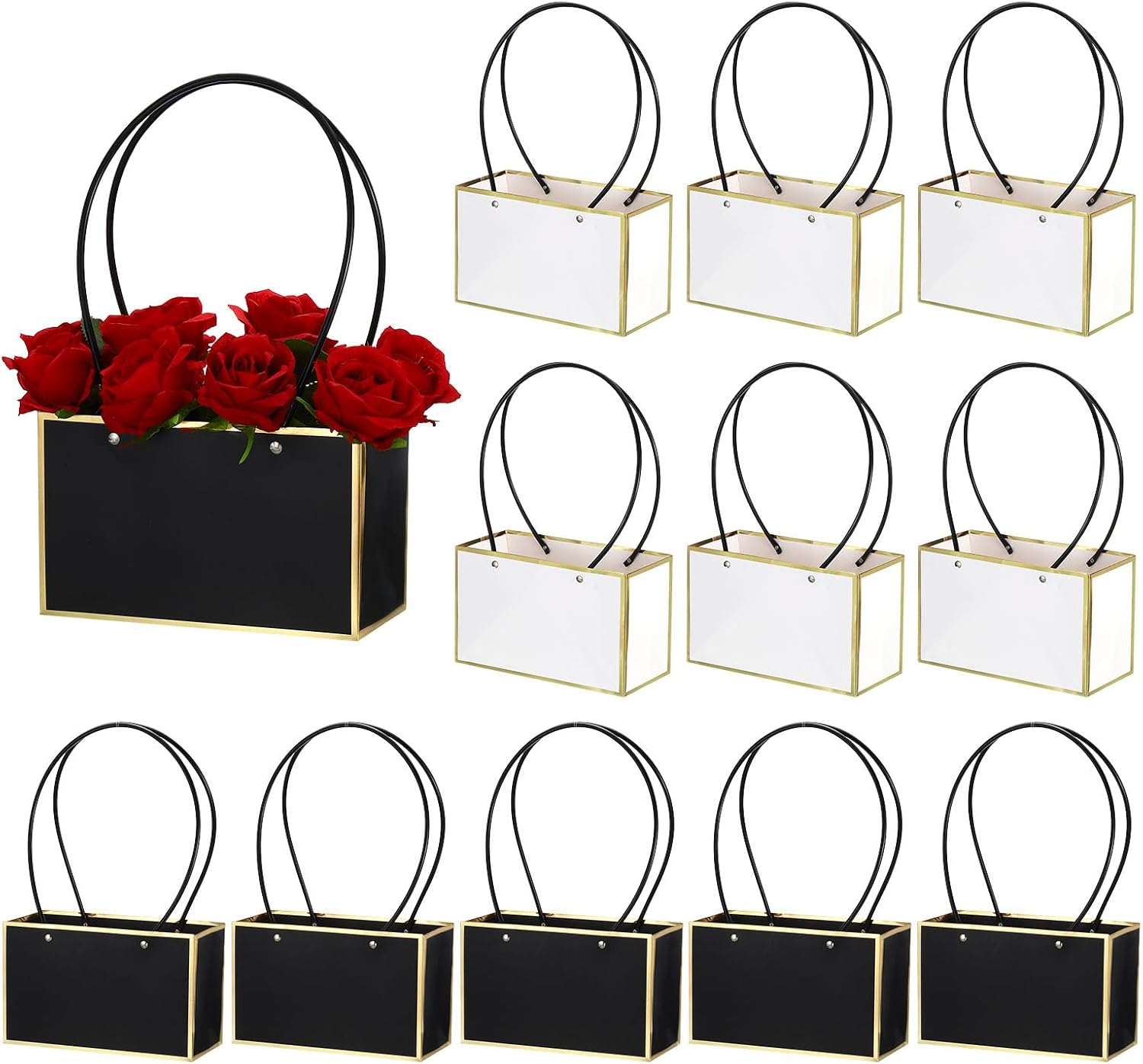 PATIKIL Paper Flower Gift Bags, 12 Pcs Paper Bouquet Flower