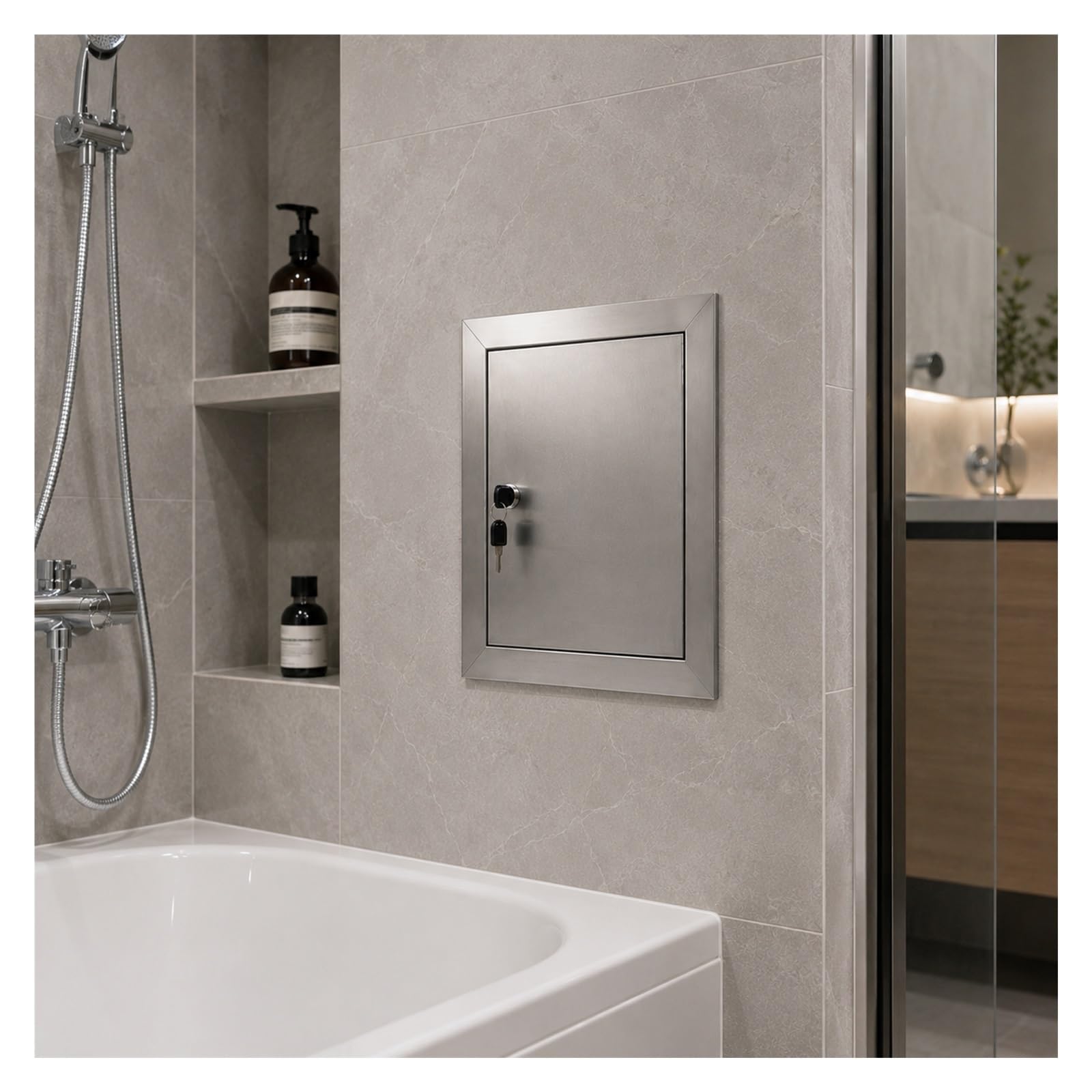 Zjkxjh One Color Inspection Panel Bathroom Waterproof Access Panel 10X10 20X20 30X30 40X40 50X50 60X60 70X70 80X80 90X90 100X100 Cm, Stainless Steel Access Door For Future Maintenance(Hole 20"X26"(50.8X66.0 Cm))