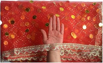 Red Colour Full Length chunri for Pooja and MATA | Net Fabric | Star Work and Golden Lace | 2 Meters Long