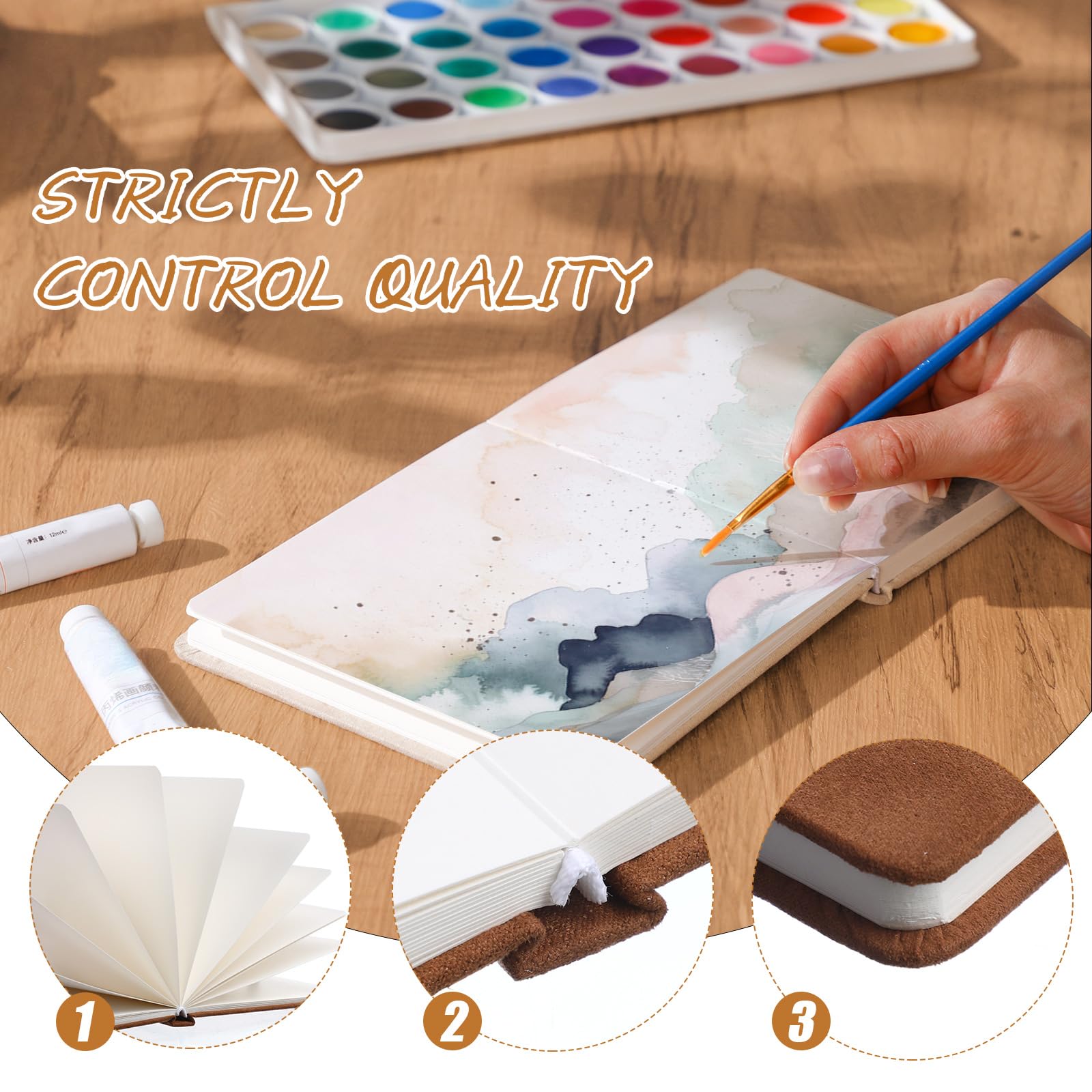 Mooliwe Papier akwarelowy, szkicownik, 14 x 14 cm, akwarela, dziennik podróżny, 300 g/m², papier bawełniany, prasa na zimno, 48 stron, papier do rysowania, artystyczne podkładki papierowe dla ucznia