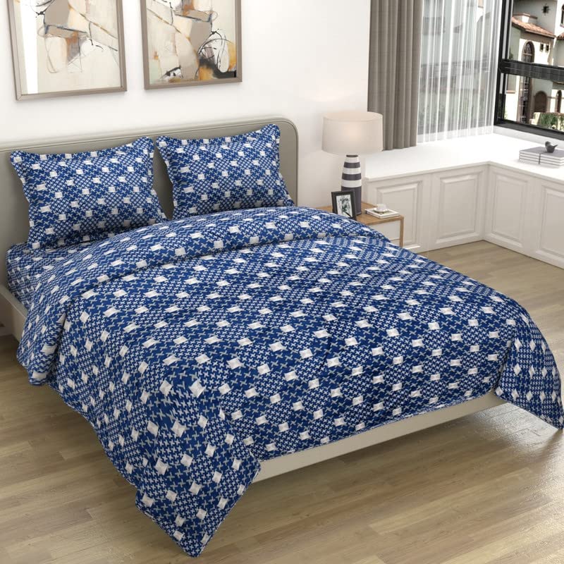 Luxury Trends Warm/Lightweight Super Soft King Size Double Bedsheet for Winter (90 x 100 Inch) with 2 Pillow Cover (18 x 28) - Sky Blue