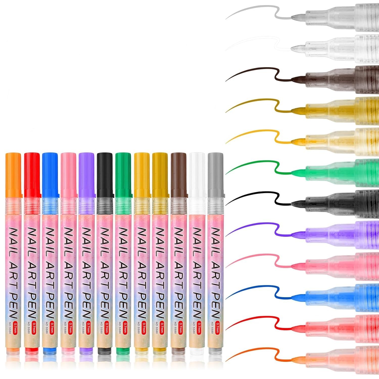 Nail Polish Pens - 12 Colors Nail Polish Art Pen Set | Quick-Drying Fingernail Markers,for Home Casual Salon Travel Manicure Party Festival Formal Wedding-image-25