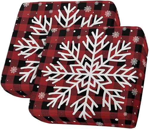 Fundas de cojín de sofá de Navidad con copos de nieve, lavables, divertidas de Navidad, a cuadros, rojos, negros, extraíbles, elásticas, para sofá