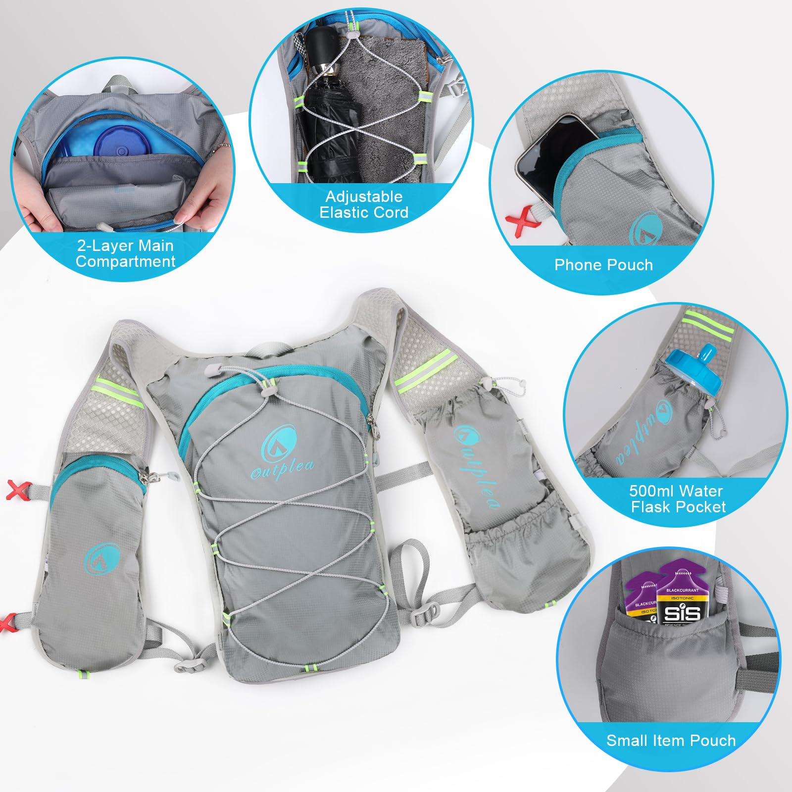Kleine lichtgewicht running hydratatie vest met 2L waterzak voor