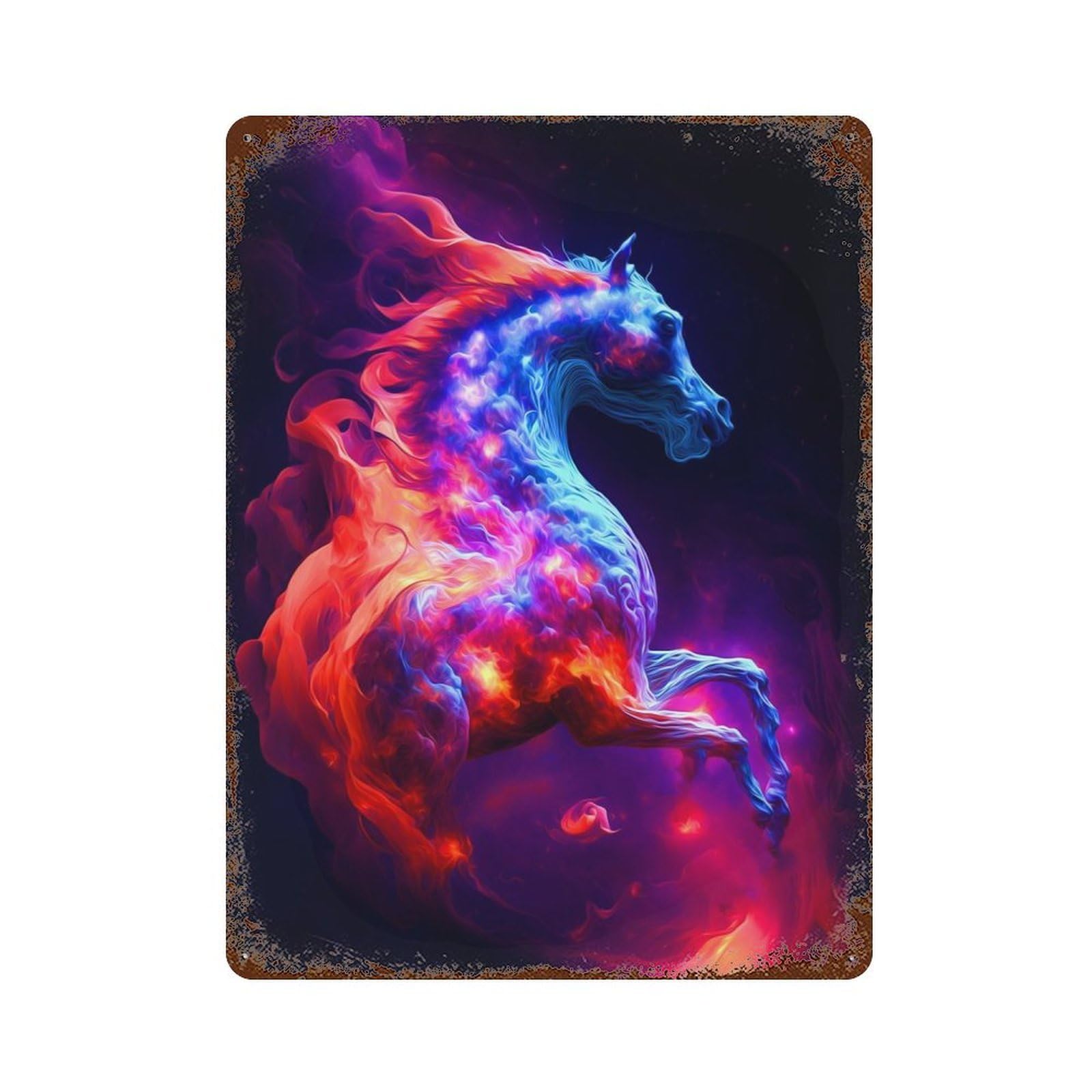 Horse 15.7"x11.8" Aged Metal Wall Plaque, Novelty Wall Decor for Shed, Workshop And Garage Wall Decor