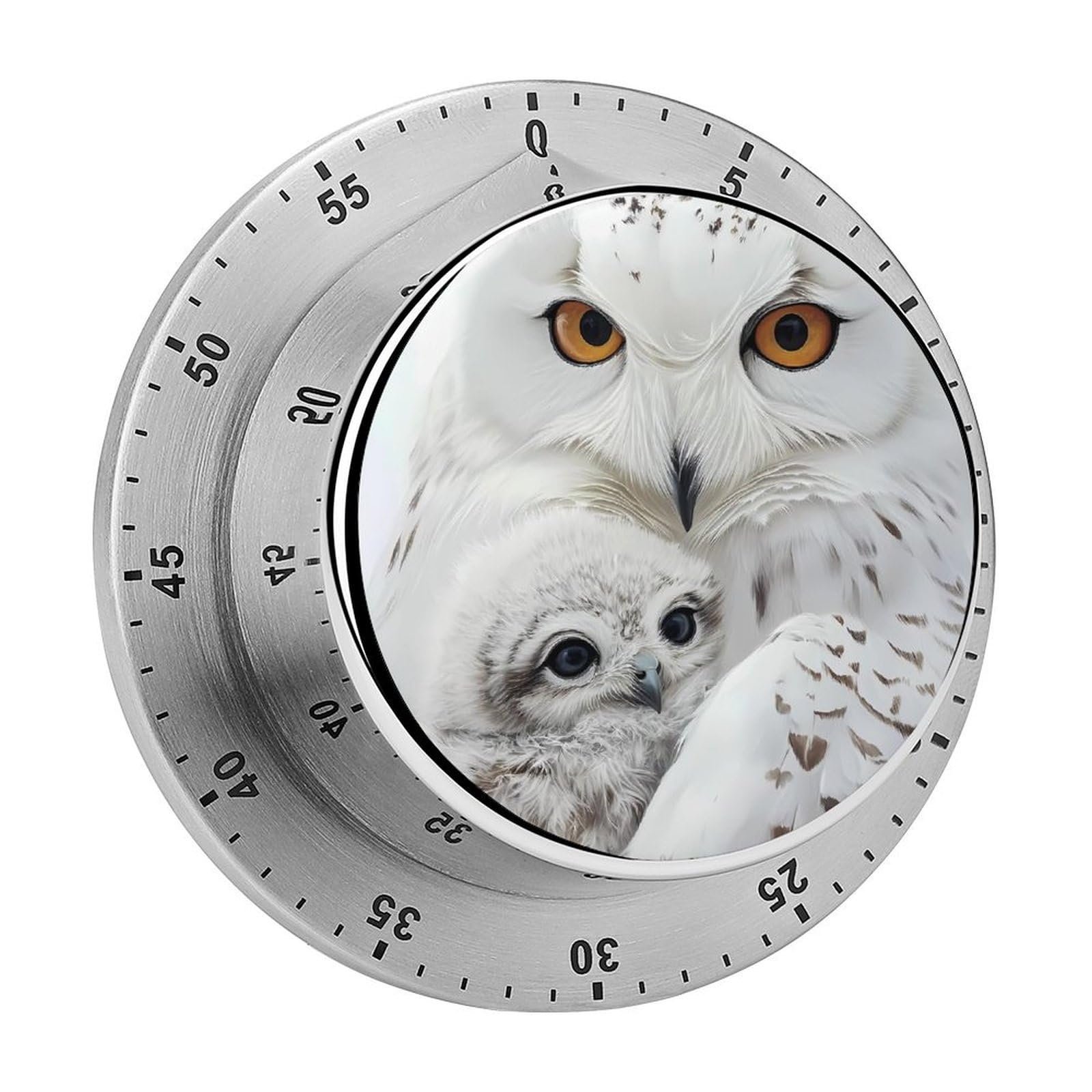 White Owls Funny Timer 60 Minute Countdown Timer Mechanical Time Management Tool for Kitchen Work