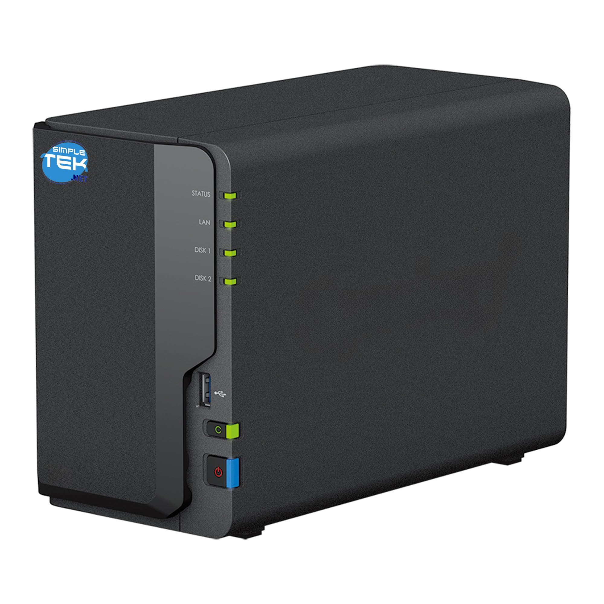 SIMPLETEK - Dispositivo di archiviazione di rete NAS a 2 bay con doppio HDD 3TB+3TB, Ethernet LAN Gigabit, Copia USB, 2GB DDR4