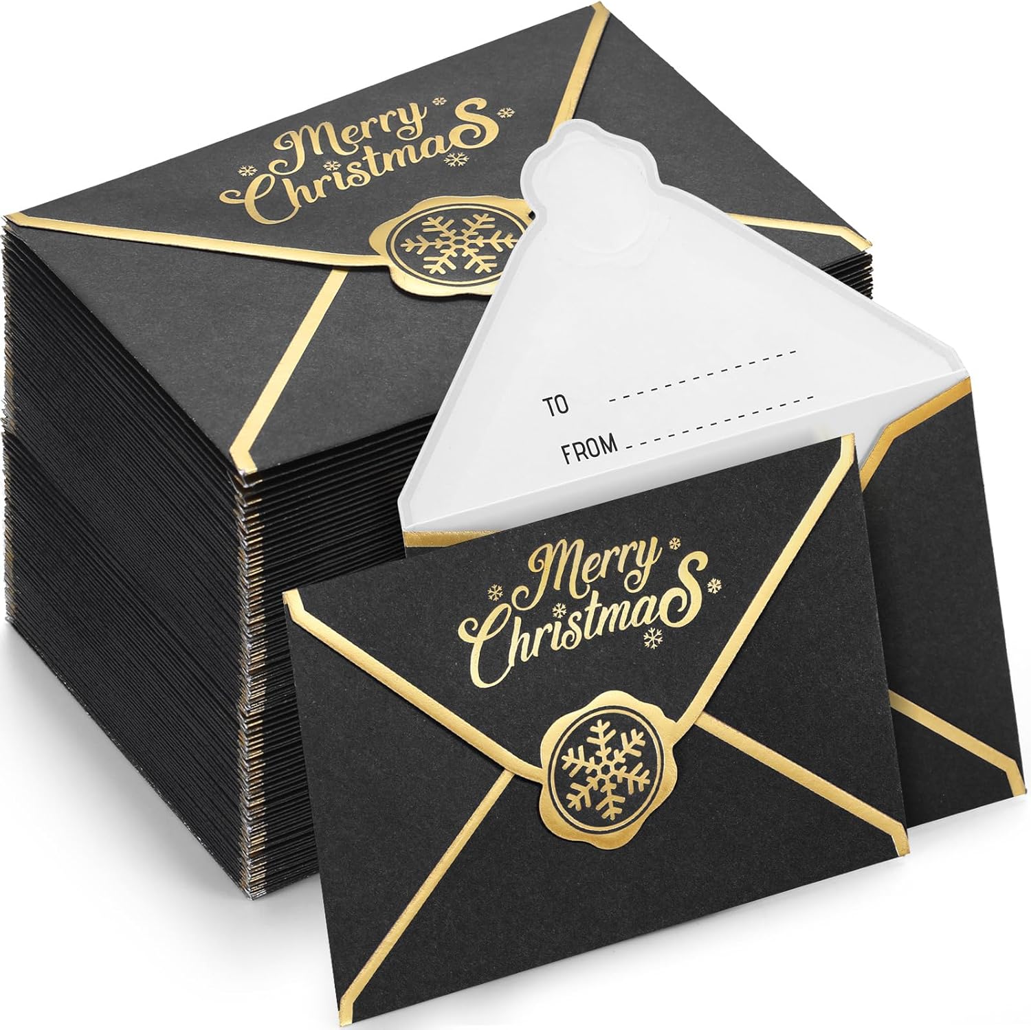 50 Pcs Merry Christmas Gift Card Envelopes Bulk Mini