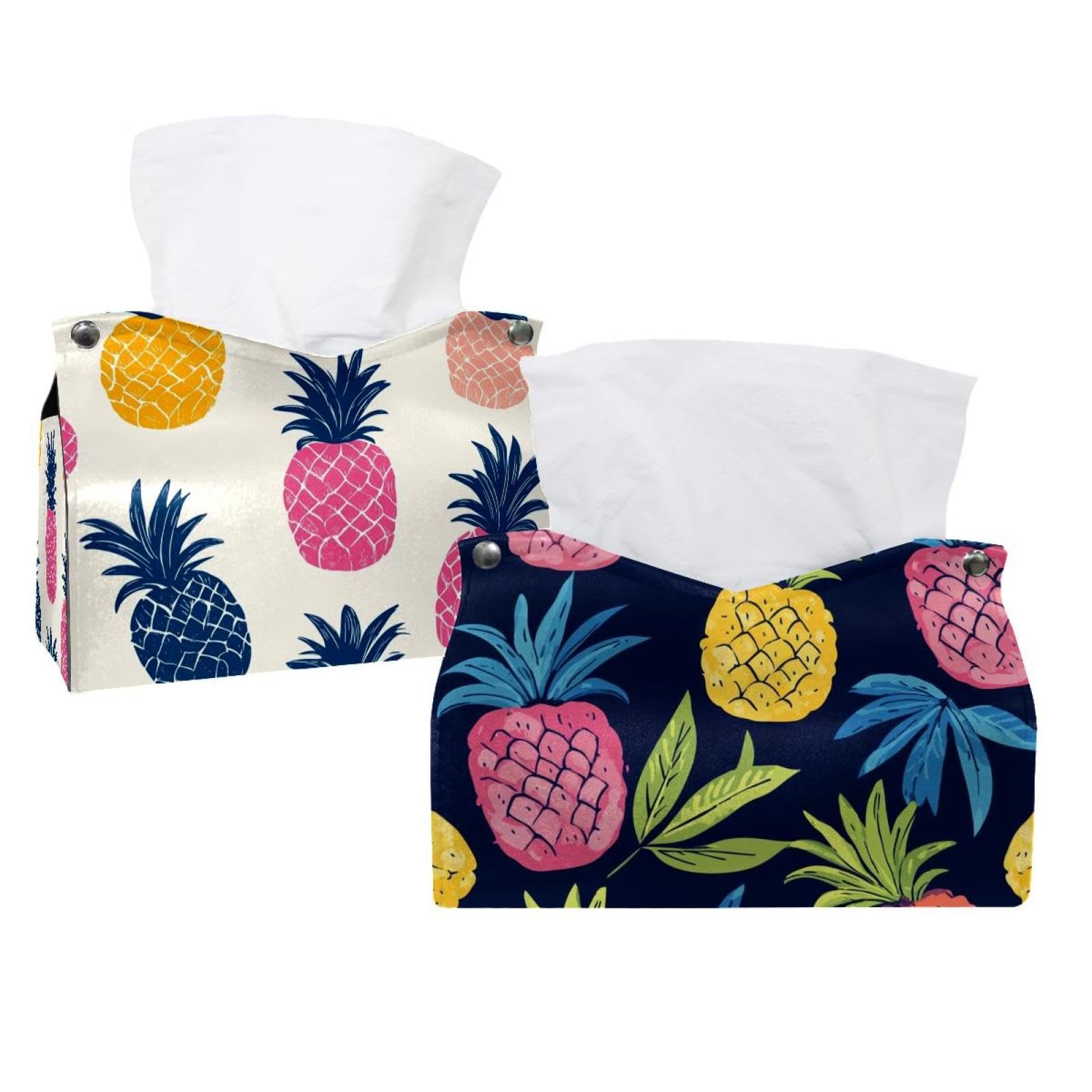 Boîte à mouchoirs ananas déco tropicale chic pour commode et salon
