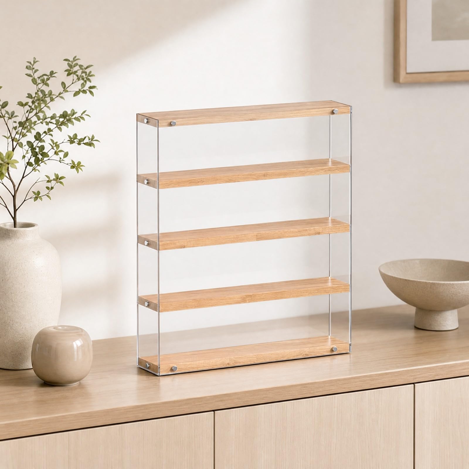 Qianly Vitrine Acrylique Traparente Morne Vitrine Acrylique Haute Traparence Présentoir n pr lon , 40CM 5 Niveaux