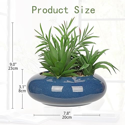 Miniatura 48 de Hollyone Plantas suculentas artificiales grandes en macetas, plantas suculentas falsas de plástico en maceta con maceta de cerámica blanca para 1