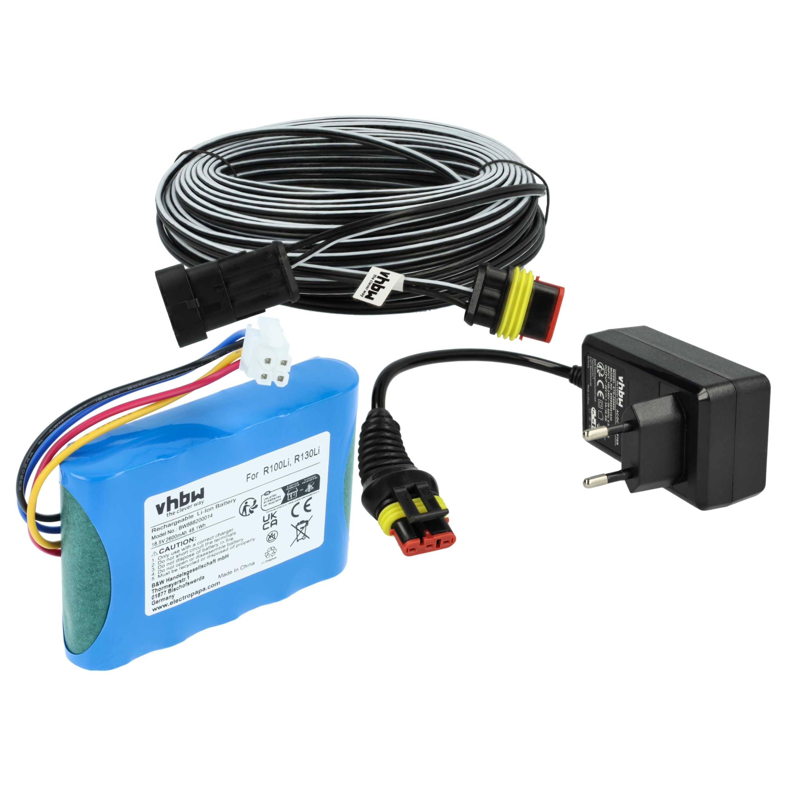 vhbw 1 Fuente alimentación, 1 bateria 2.6Ah, 1 Cable 30m para Husqvarna