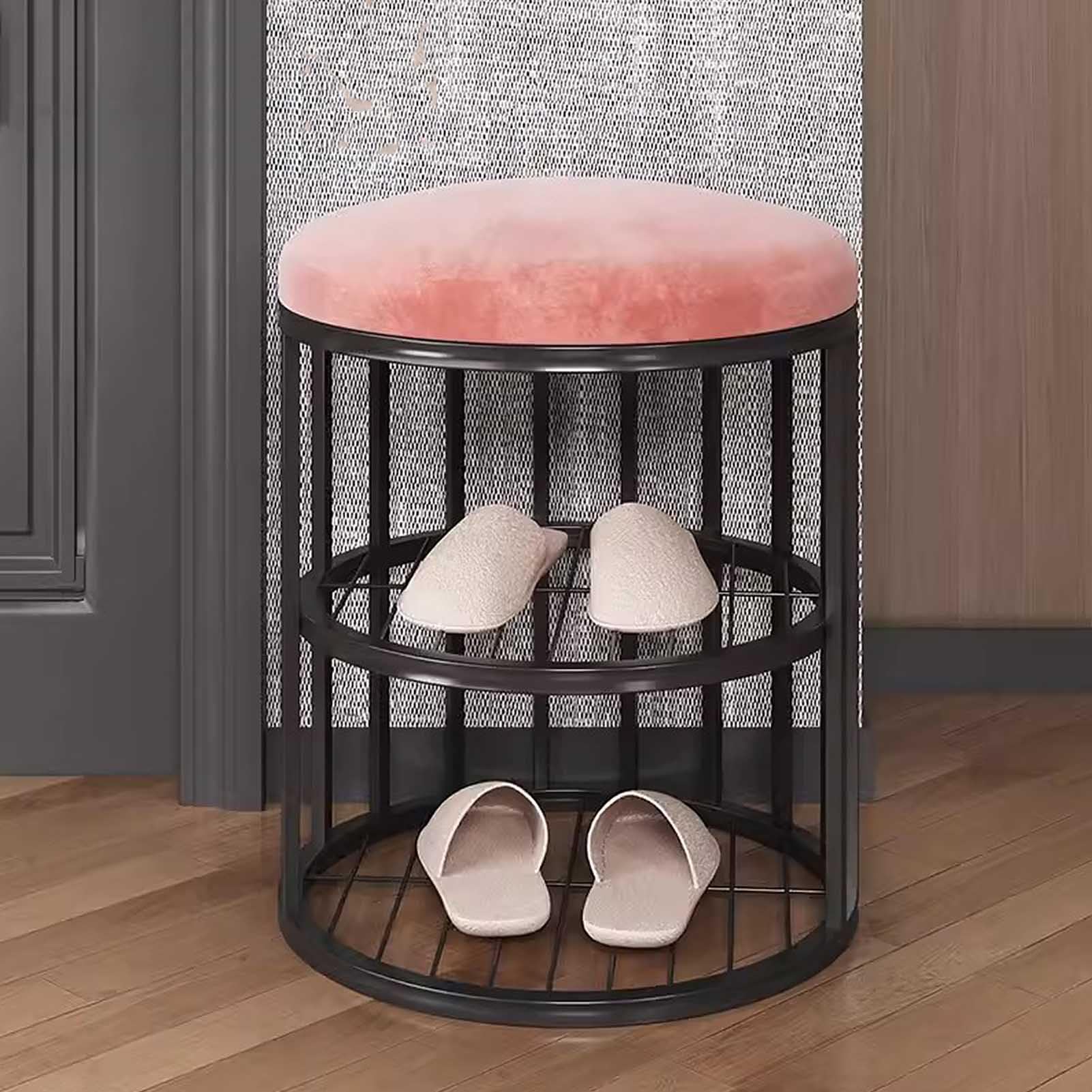 GHFXSCV Shoe nizer Bench with Storage - Entryway Shoe Rack & Round Stool for Small Spaces, Stylish Hallway Seating & Storage Solution for Bedroom & Entrance