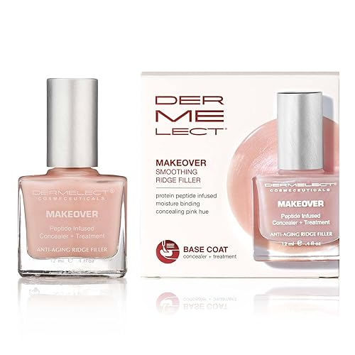 Dermelect Makeover Ridge Filler - Tratamiento de uñas galardonado, fortalece, hidrata, oculta imperfecciones, enriquecido con queratina y péptidos,