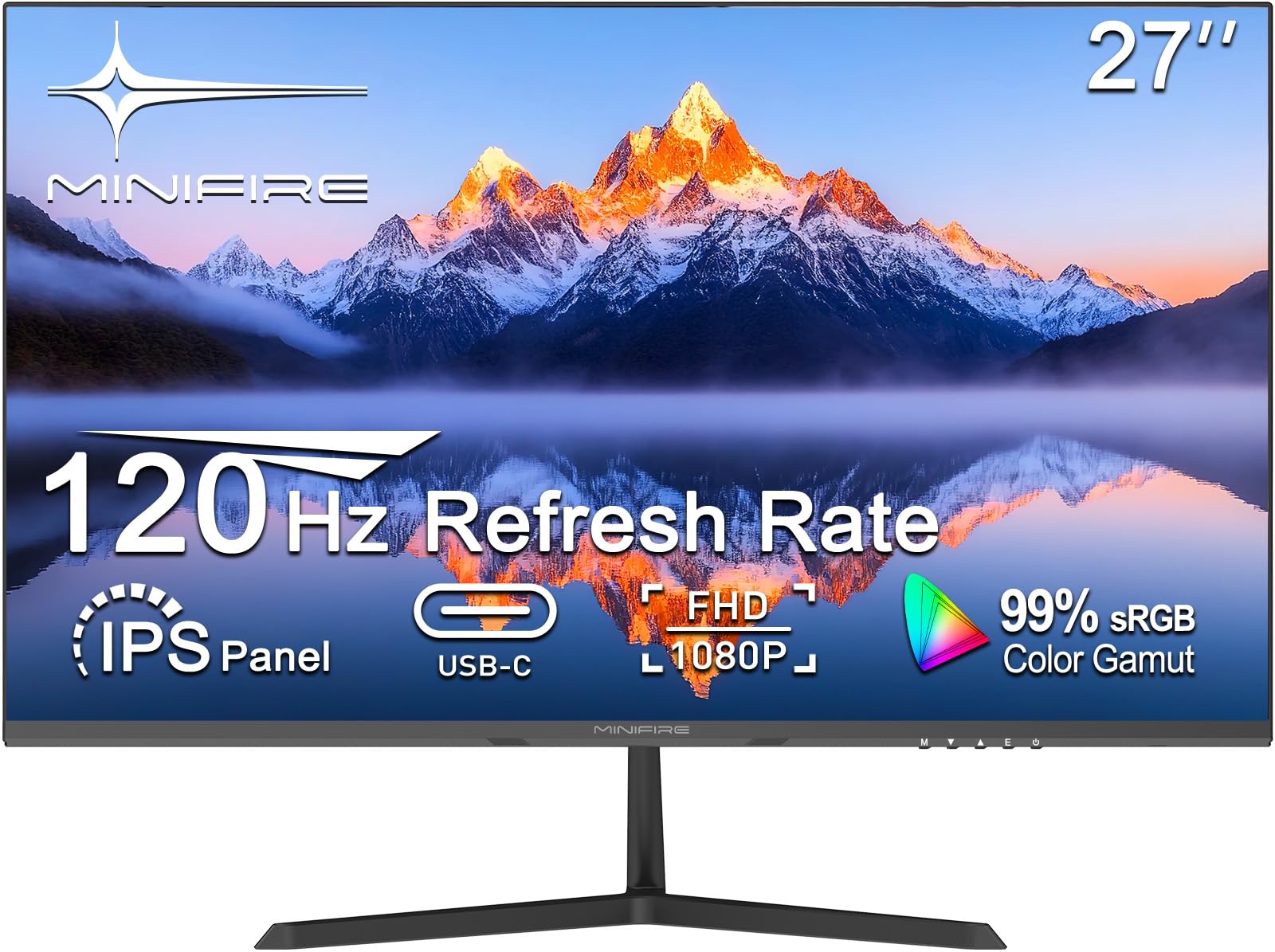 Der Minifire Monitor 27 Zoll bietet ein modernes, rahmenloses Design und gute Bildwiederholraten für verschiedene Anwendungen.